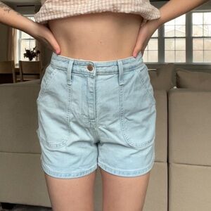 Light wash high waist jean shorts